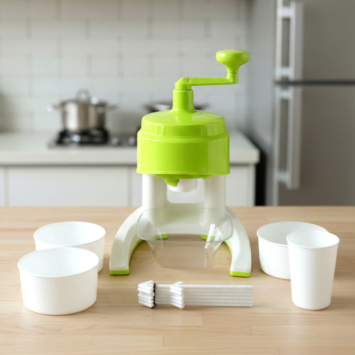 Manual hand crank ice crusher snow maker machine