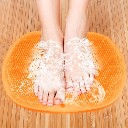 Yellow Silicone Bath Massage Cushion – Suction Cup Exfoliating Foot Scrubber & Mat
