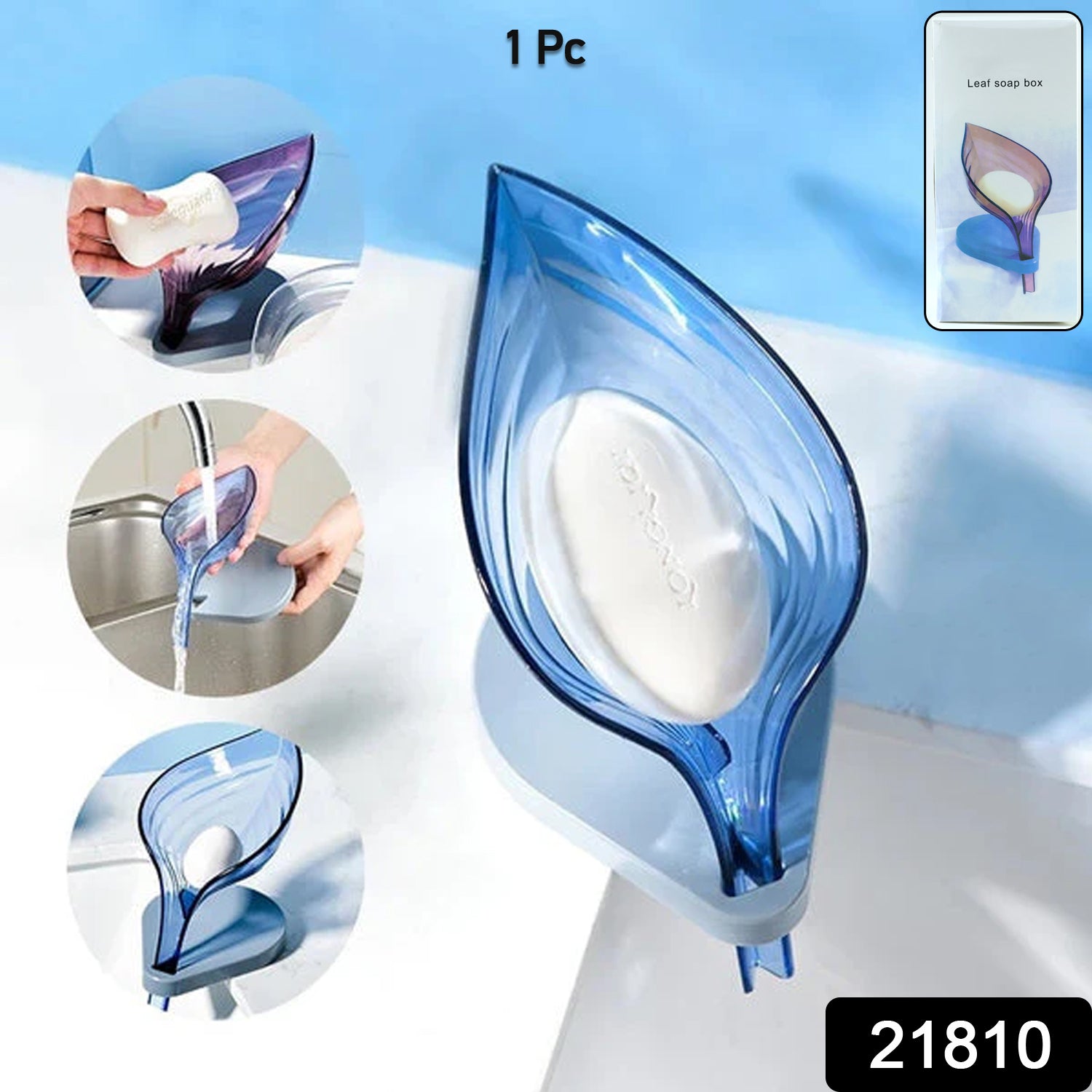 Bathroom soap holder with water drain