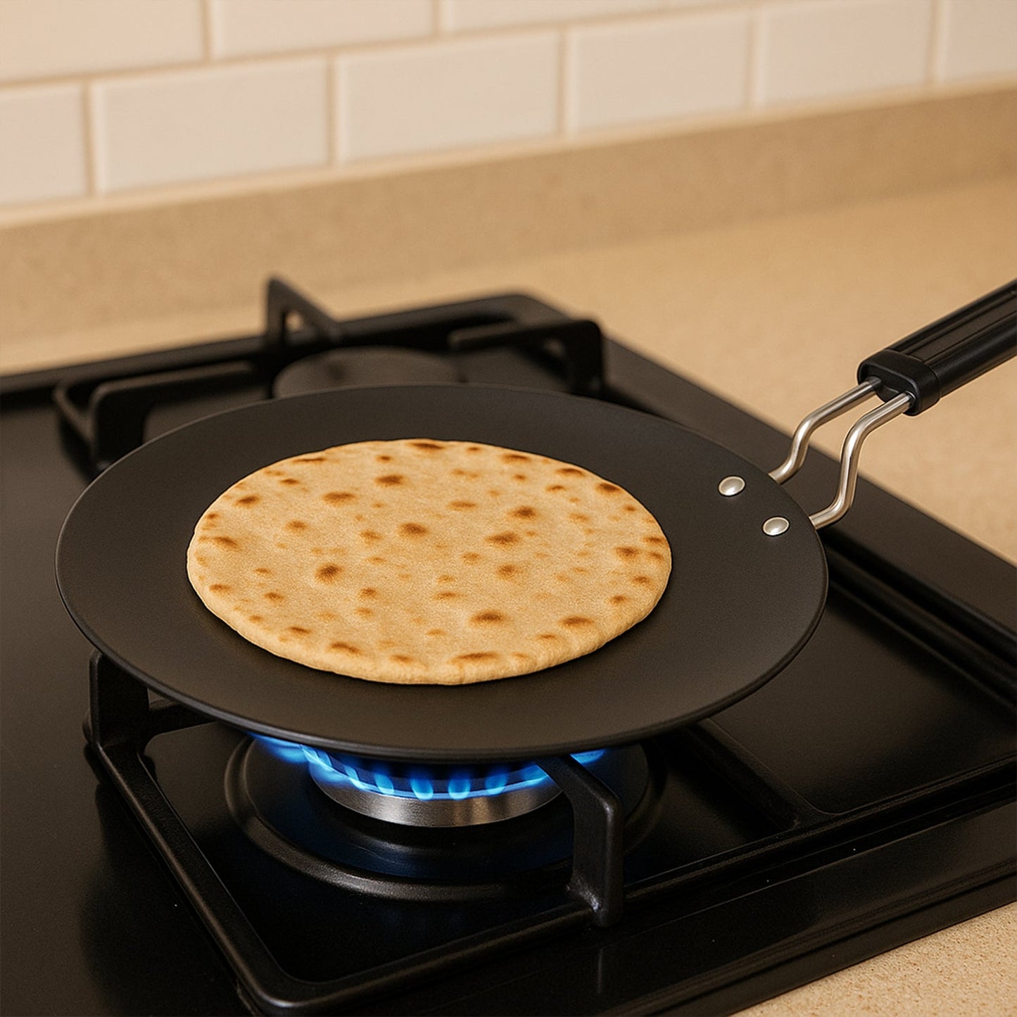 Premium Non-Stick Flat Roti Tawa with Heat-Resistant Handle (10 Inch / 1 Pc)
