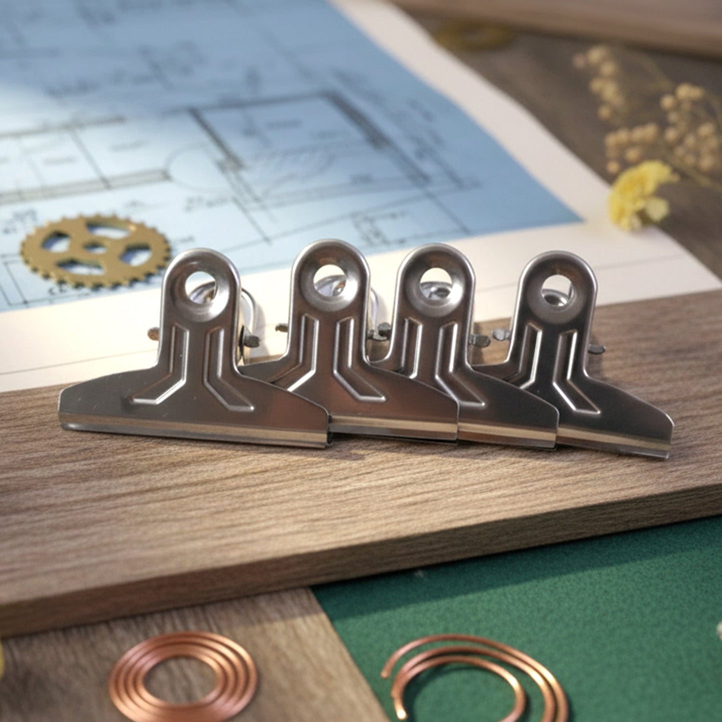 Heavy Duty Metal Paper Clamp Clips (4 Pc)