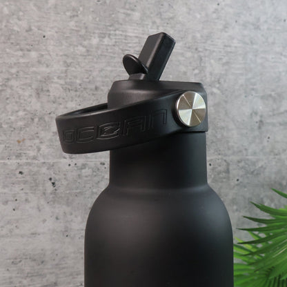 Stainless Steel Water Bottle with Carry Strap & Built-In Straw 1000ML Approx (1 Pc)