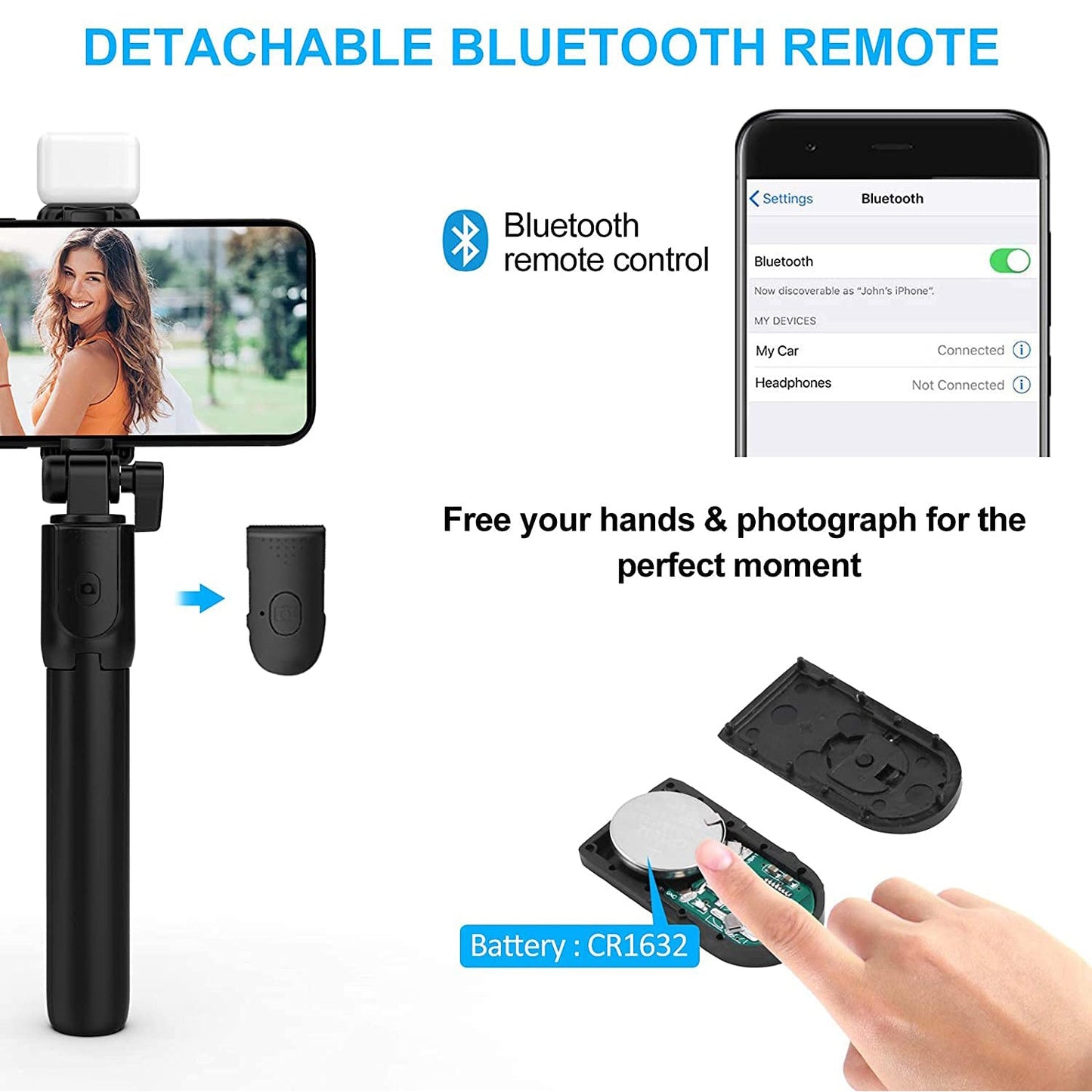3 in 1 Wired Selfie Stick with Extendable Handle (70 Cm Long)