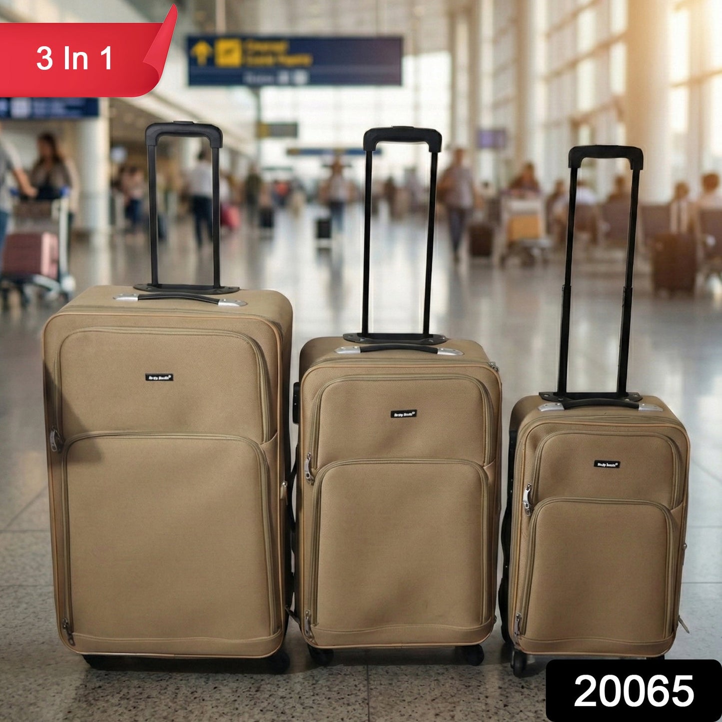 3 In 1 Soft side Trolley Luggage Set 3 Piece