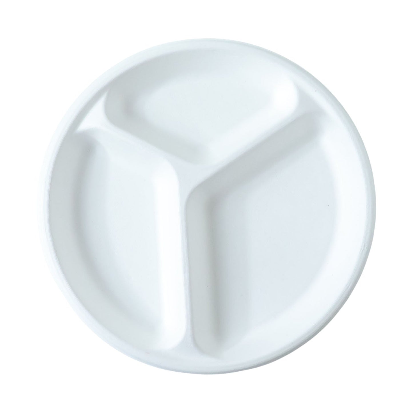Vegnar 10 Inch 3-Compartment Round Compostable Bagasse Plate (10 Pc)