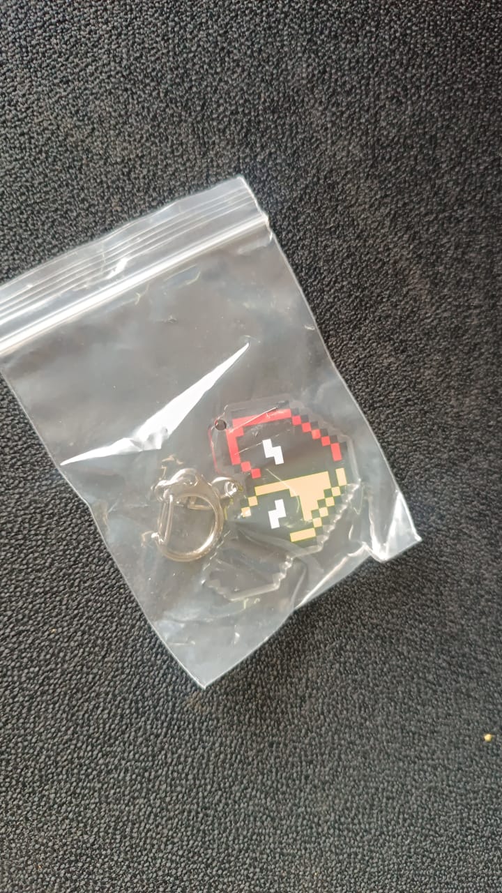 Pixel Style Acrylic Cartoon Keychain with Funky Design (1 Pc)