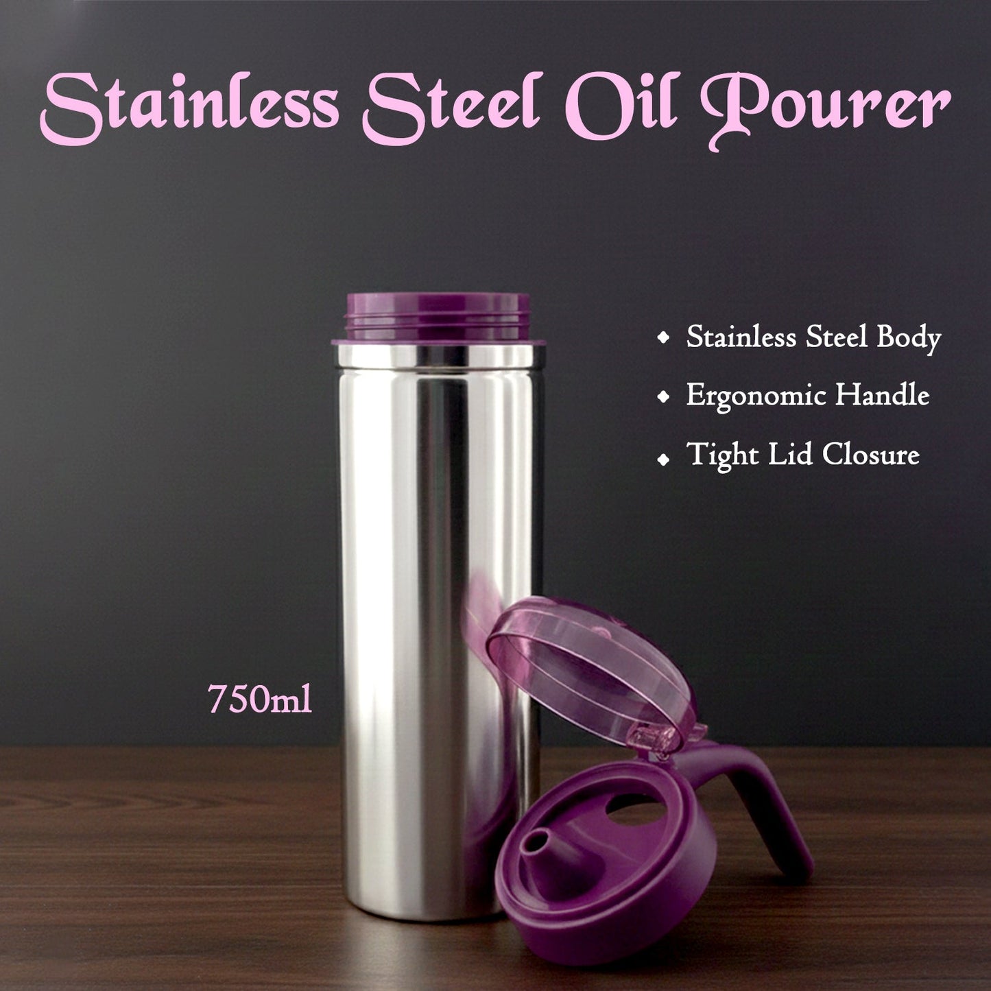 Apex 750ml Approx. Stainless Steel Oil Pourer (1 Pc)