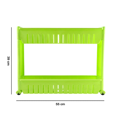 Prexo Plastic 2 Layer Slim Storage Rack with Wheels