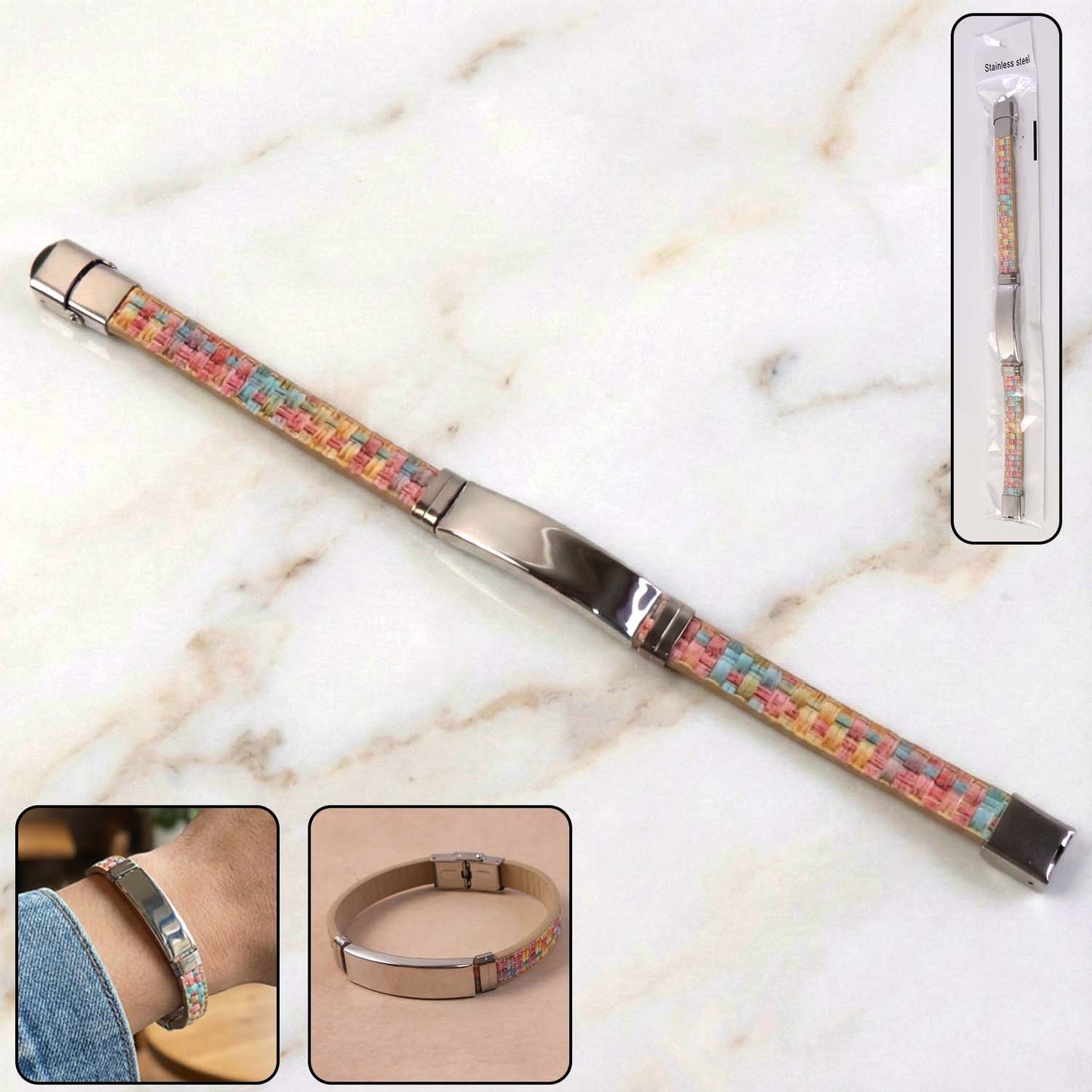 Multicolor woven wrist bracelet