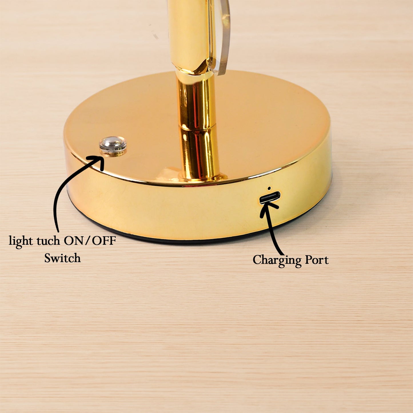 Luxury Golden Leaf Design Crystal Table Lamp (1 Pc)