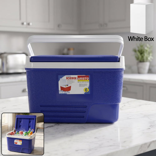 Portable Insulated Ice Cooler Box with Carry Handle (1 Pc, Blue / 6Ltr)