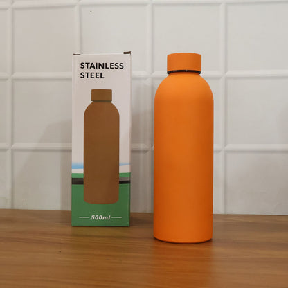 Stainless Steel Double Wall Vacuum-Insulated Drink Water (Orange / 500 ML Approx)