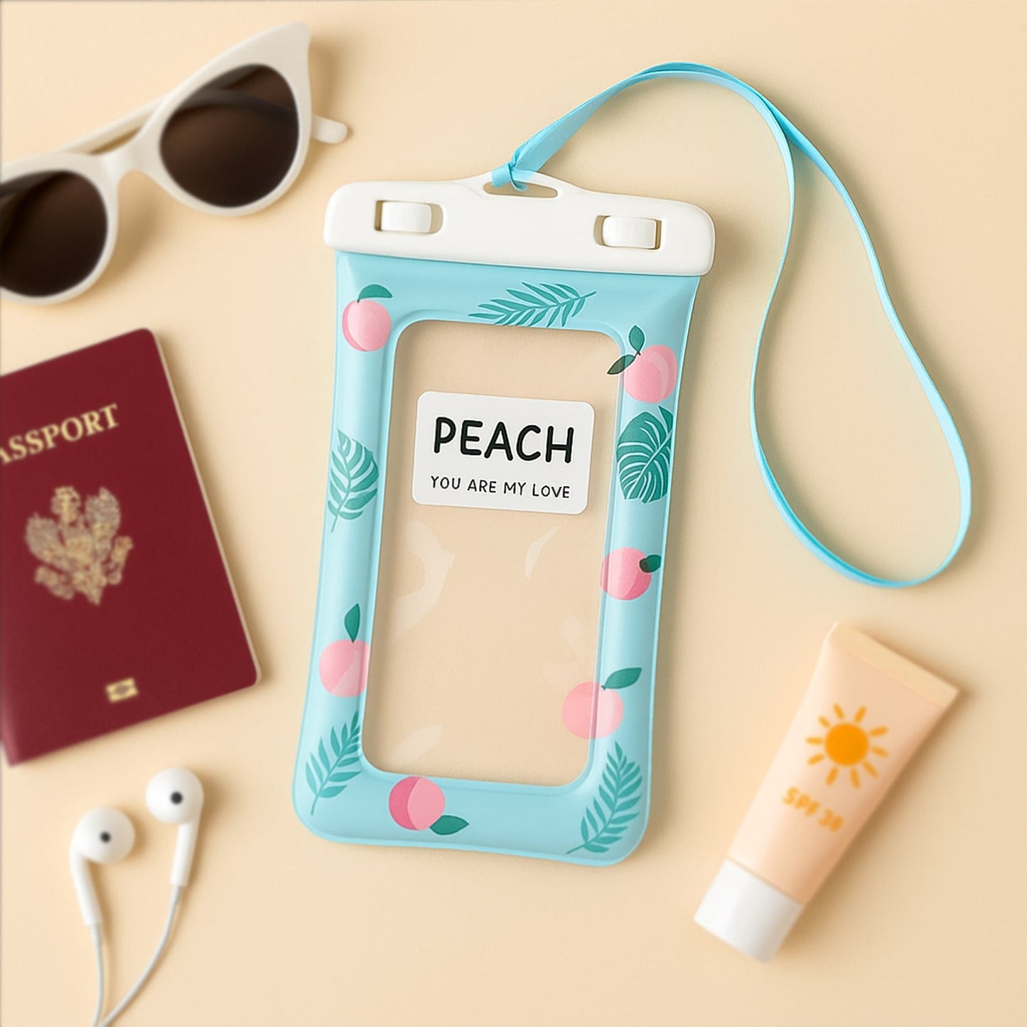 Waterproof Transparent Mobile Pouch with Neck Strap