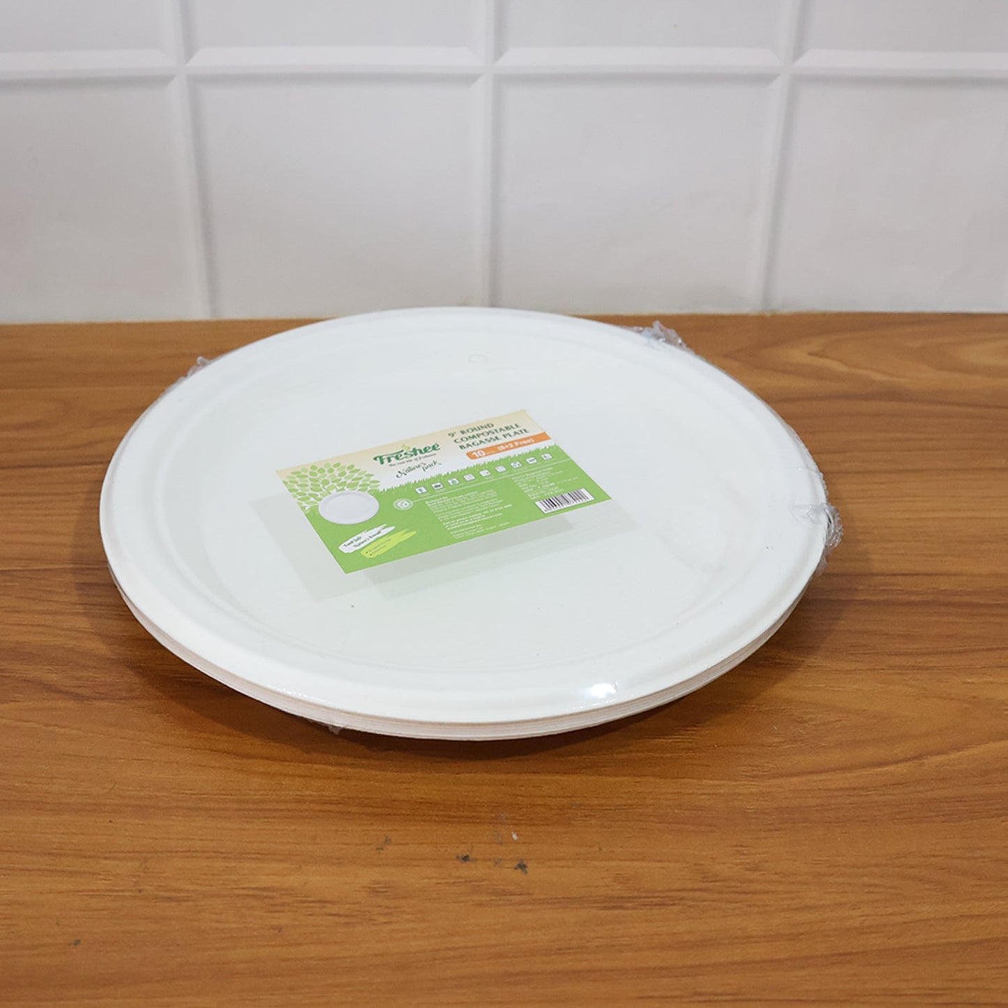 Freshee 9 Inch Compostable Bagasse Plate (10 Pc)