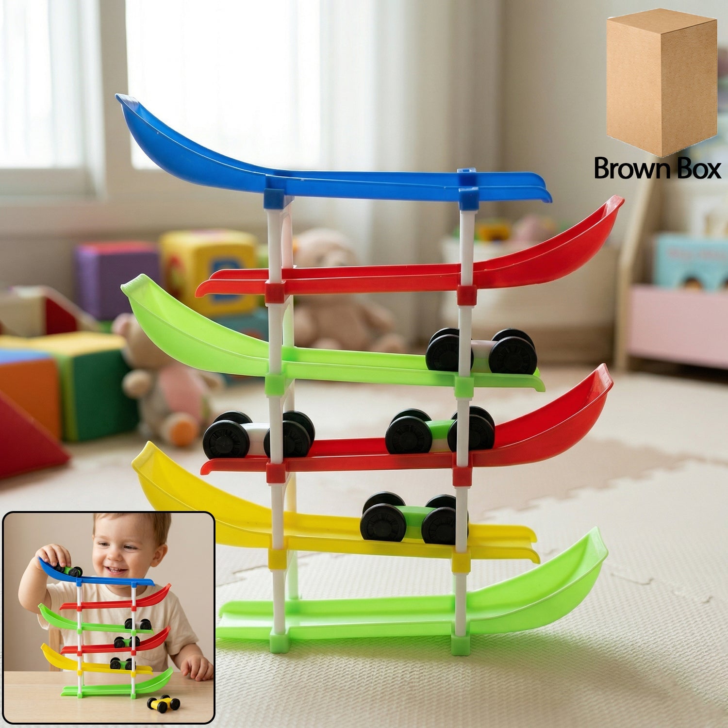 Kids car racing track toy
