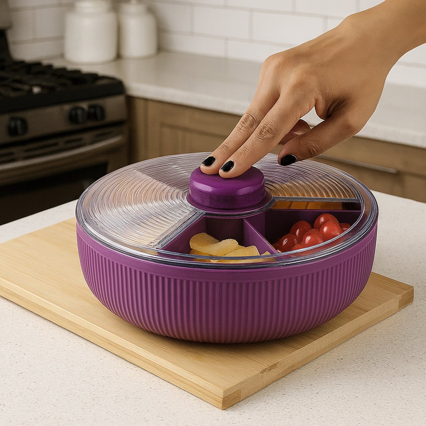 Supermom Multipurpose Round Rotating Dry Fruit & Snack Storage Container (1 Pc)